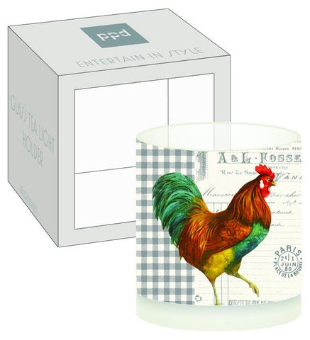 French Rooster Boxed Tea Light Holder