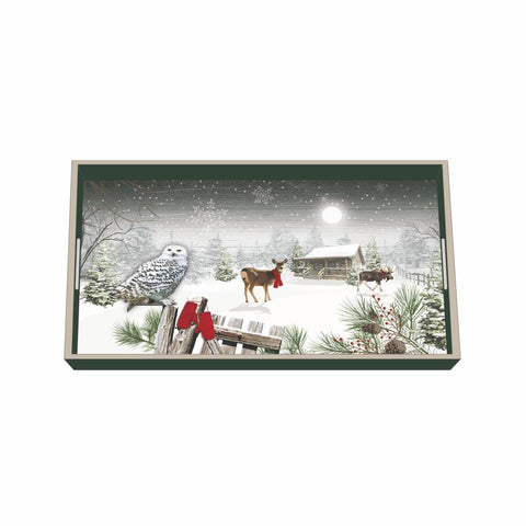 Wintry Homestead wood vanity tray