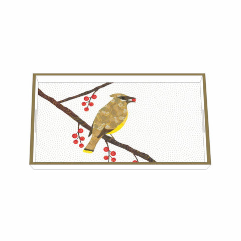 Bird & Berries Wood Vanity Tray