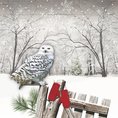 Wintry Owl lunch napkin