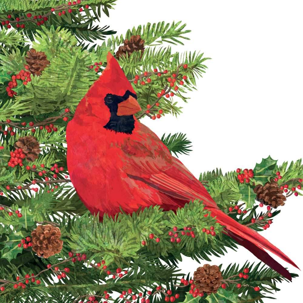 Metal Holiday Pine Cardinal Kitchen Paper Towel Holder